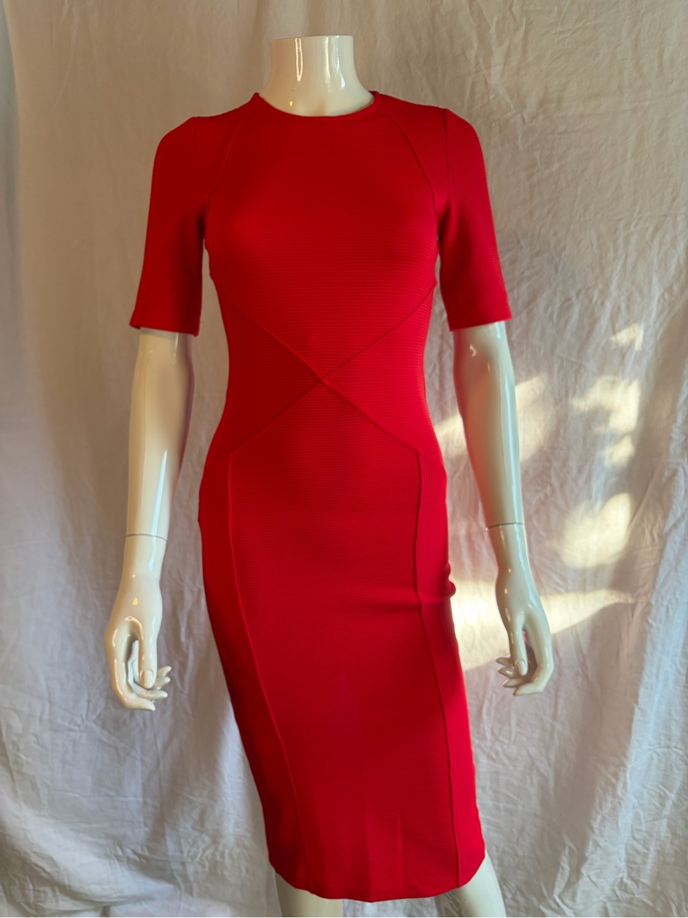 ASOS Red Short Sleeve Bodycon Midi Dress